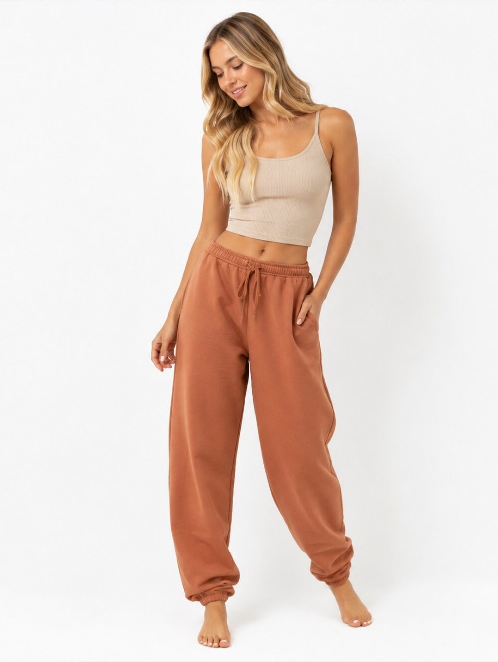 SPANX ($148) AirEssentials Tapered Jogger Pants Brown Cozy Lounge Sweatpants